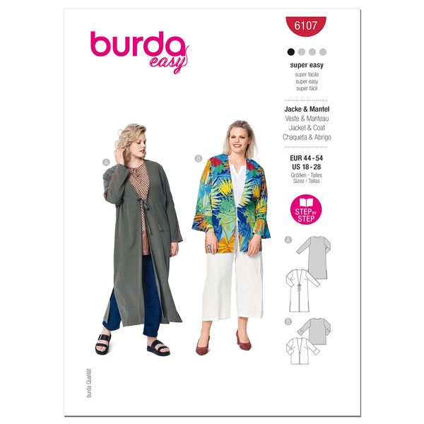 Burda Style Sewing Pattern B6107 Misses' Jacket or Coat