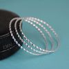 Mecool S925 Sterling Silver Bracelet Solid Twisted Bangle Bracelet Stackable Textured Bangle Bracelet for Women-inner size 2.87"