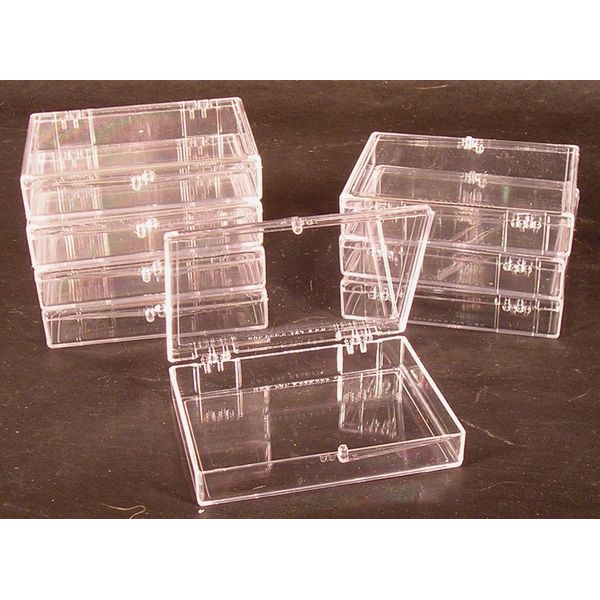 Lot of 8 Crystal Clear Hinged Plastic Trading Card Storage Boxes (35-ct) - Made in The U.S.A.