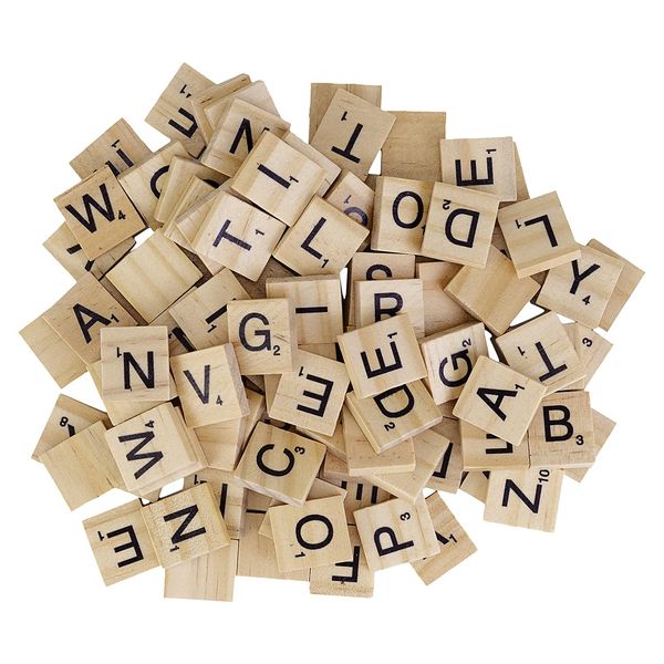 Trimming Shop Wooden Tiles Printed Alphabets & Numbers Replacement Letter Tiles for Board Games, Pendant, Wall Frames DIY Projects Decorations, Educational, 100pcs