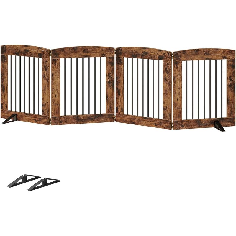 Indoor Dog Gate with Support Feet, 24 Inch 4 Panels, Freestanding Pet ...