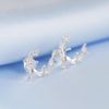 Sterling Silver Shiny Deer Head With Floral Antler Stud Earrings