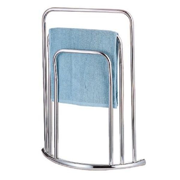 Modern Chrome Curved Floor 3 Tier Free Standing 3 BAR Towel Stand Shelf Rail