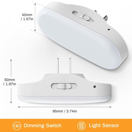 DORESshop Amber Night Light, Auto On/Off, 0-100 LM Adjustable Brightness, Dimmable Plug Into Wall Light Sensor Night Light for Kids Room, Bedroom, Stair Lights, Amber, 1W, 2 Pack