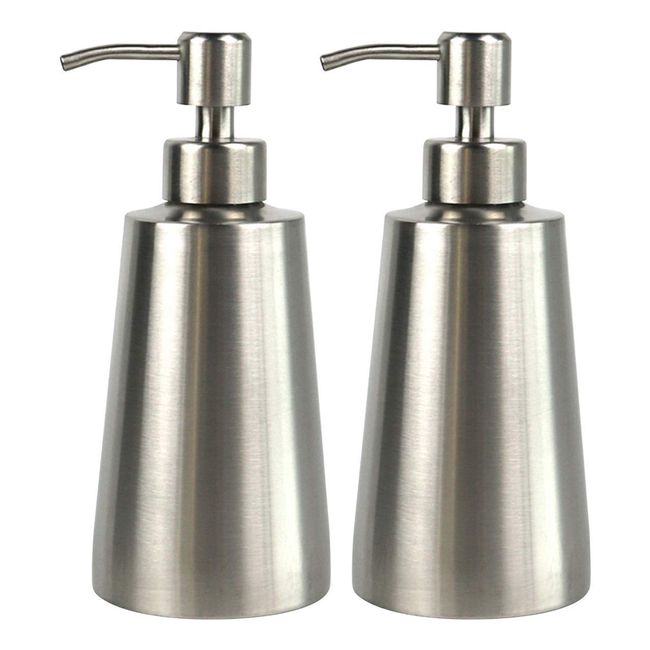 HAMILO Soap Dispenser, Stainless Steel, Washroom, Kitchen, Shampoo, Bath, Set of 2