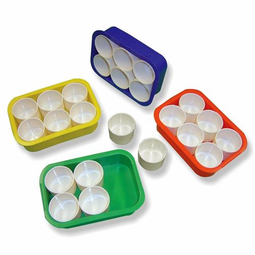 3 Ace Crafts 4 Plastic Trays & 6 Pots Set in Each Tray (Multicolored) Perfect for Kids and Adults Painting, Ideal for Paint Mixing Uses for Watercolor Oil Painting Artwork Pots of Robust Material