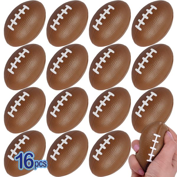 Mini Foam Footballs 16 Pcs Pack | 3.25” Inch Party Favor Balls | Mini Football Stress Balls Bulk | Football Party Decorations | Big Game Party Decorating Footballs | Small Foam Footballs | by Anapoliz