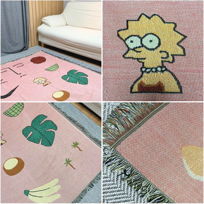 Peel Forest Stylish Blanket, Simpsons, Rug, Northern Europe, Pink (51.2 x 63.0 inches (130 x 160 cm)..