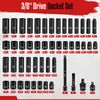 48-Piece 3/8" Drive Impact Socket Set SAE/Metric Deep/Shallow Sockets