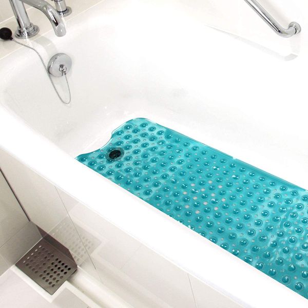 HealthSmart Bath Mat Extra Large No Slip Shower & Bathtub Mat with Suction Cups and Drain Holes for Anti-slip Grip, Machine Washable, Extra Large, 40 x 15.5, Green