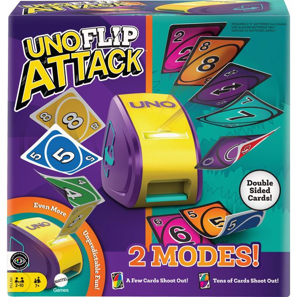 Mattel Games UNO Flip Attack Card Game for Kids, Adults & Family Nights, Combines UNO Flip & UNO Attack in One Game