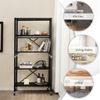 Foldable 5-Tier Storage Shelves Adjustable Collapsible Organizer Rack w/ Wheels