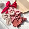 WHITE FANG ZA058 Hair Elastic Bow Ribbon Cute Large Black Brown White Hair Accessory Adult Women's (07: Navy)