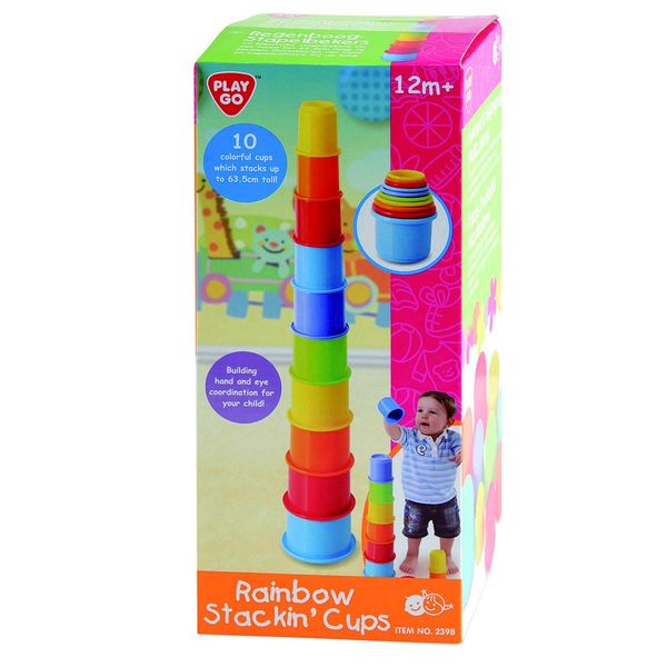 PLAY Toys Enterprises Ltd. Baby Stacking Cups Educational Toddler Toys - 10 Pieces Top Blocks Game Kit Baby Building Set for Bathtub and Beach Fun All 2398