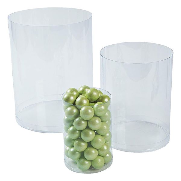 Fun Express Clear Plastic Cylinders (set of 6 in 3 sizes) Great for Wedding, Party Supplies, Containers & Boxes