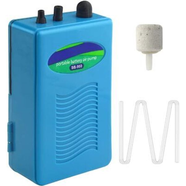 LILYS PET Portable Aquarium Fish Tank Oxygen Air Pump,Battery Backup Blue