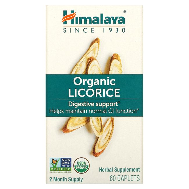 Himalaya Licorice Organic Digestive Support 60 Caplets Dairy-Free, Gluten-Free,