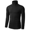 TAPULCO Long Sleeve Thermal High Neck Top for Men, Undershirts Turtleneck Pure Color Pullover Cozy Sweater Lightweight T-Shirts for Prom Black Large