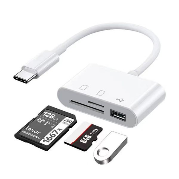 type-c Card Reader, 3 in 1 Camera Reader, SD Card Reader, SD/TF Card Reader, USB 3.0 OTG Function, Photo/Video/Data, Two-Way High Speed Transfer, Compatible with i-Phone 15/i-Pad