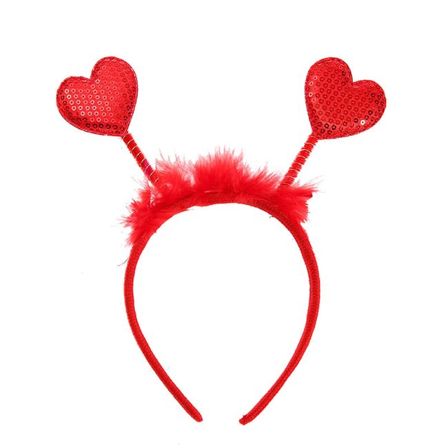 Valentines Sequins Heart Headband Glitter Love Hair Band Red Hair Hoop Women Girls Hair Accessories Headdress for Cosplay Valentine’s Day Decoration Party Supplies Gift