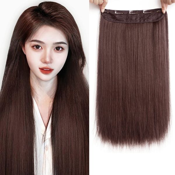 Vlasy 19.7 Inches (50 cm), 33# Collar Extensions, One-Touch Extensions, 5 Clips, Long, Straight, Clip Extensions, Point Wig, Partial Wig, Wig, Wig, Patchin Extensions, Heat Resistant, Natural