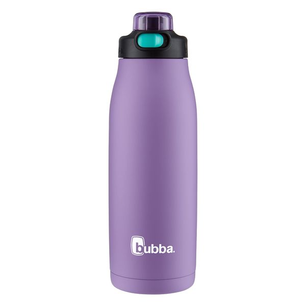 Bubba Radiant Stainless Steel Water Bottle with Push-Button Chug Lid 32oz., Dark Lavender Rubberized