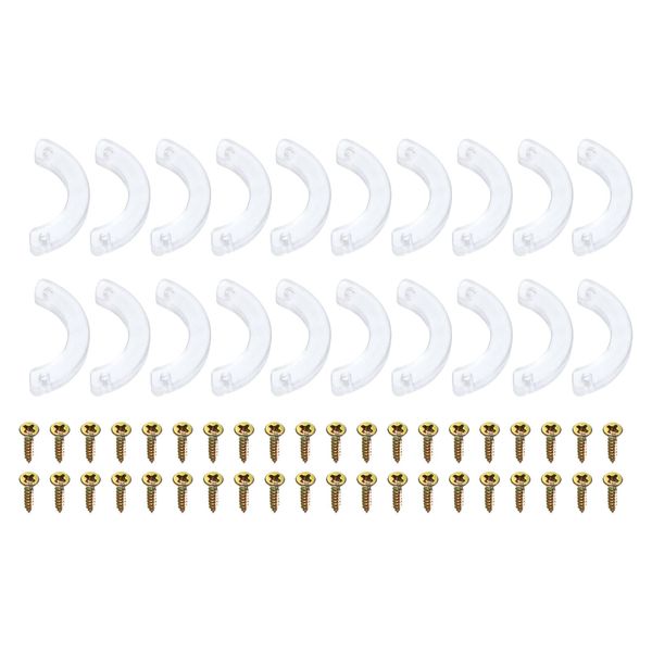 sourcing map Drawer Stops, 20Pcs - PVC Plastic Drawer Stoppers, Clear Semi-Curved Dresser Anti-Slip Stopper with Screws for Furniture Chest Bottom Repair Tool