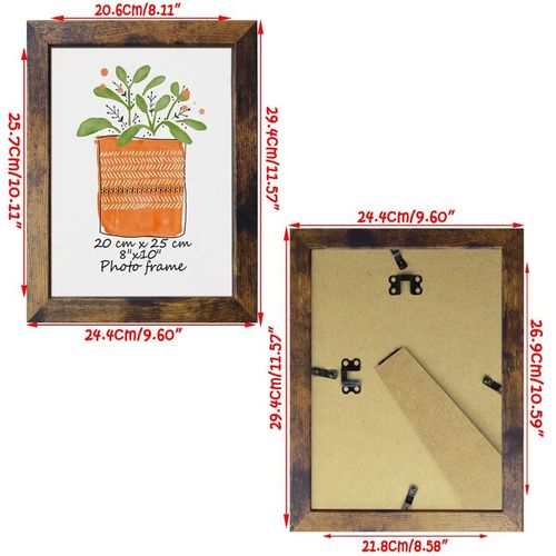 PETAFLOP 8x10 Picture Frame Rustic Brown Frames Fits 8 by 10 Inch Prints Wall Tabletop Display, 7 Pack