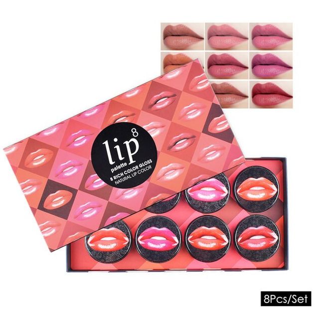 8 Colors Waterproof Lipstick Palette Iron Cosmetic Lip Stick Natural Long Lasting Red Makeup Set Ramus Land Brush L220