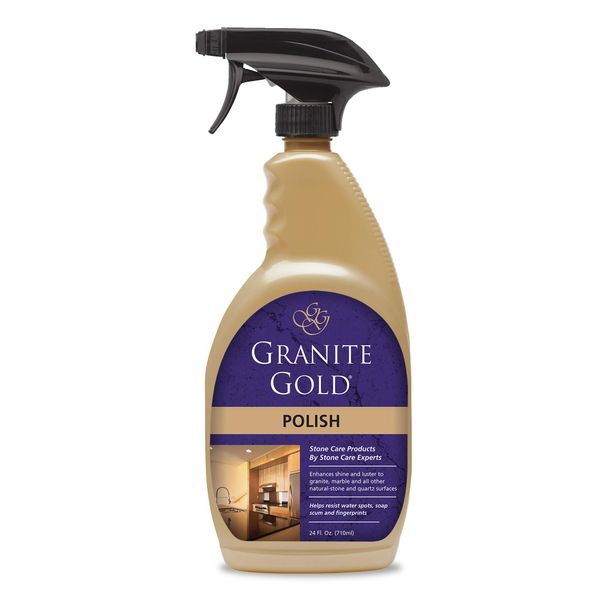 Granite Gold Polish Spray, Streak-Free Shine for Granite, Quartz, Marble, Travertine, Natural Stone Countertops, 24 Fl Oz (Pack of 1)