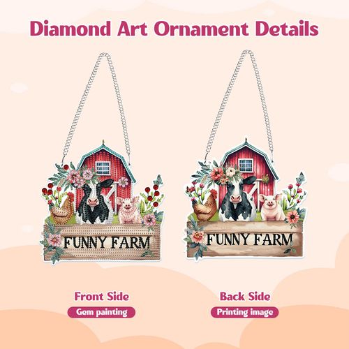 GHHKUD Hanging Diamond Art Cow Painting Pendants Kits for Adults Kids, DIY House Farm Decoration Special Crystal Double Sided Hanging Board Gifts Window Garden Home Decor