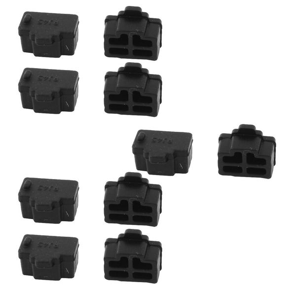 sourcing map Ethernet Hub Port RJ45 Cover Cap Protector Connector 10Pcs Black