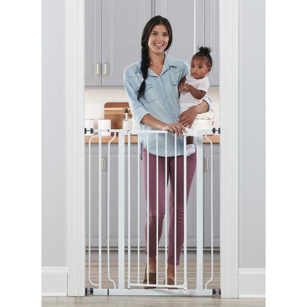 Regalo Easy Step 36" Extra Tall Walk Thru Baby Gate, Includes 4-Inch Extension Kit, 4 Pack of Pressure Mount Kit and 4 Pack Wall Cups and Mounting Kit