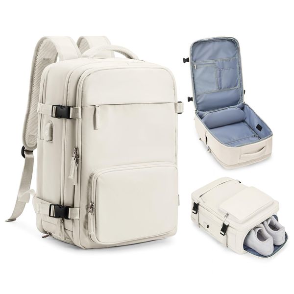 wassdins Groß Reiserucksack Damen Herren, 45x30x20 Handgepäck Rucksack Ryanair 15.6 Zoll Laptop Travel Backpack Women, Carry-Ons Flugzeug Rucksack Kabinengröße