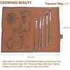 Wizard Wand Makeup Brush Set,Wizardry And Witchcraft Eyeshadow Brushes With Faux Leather Makeup Brush Cover (Treasure Map) Christmas Gift