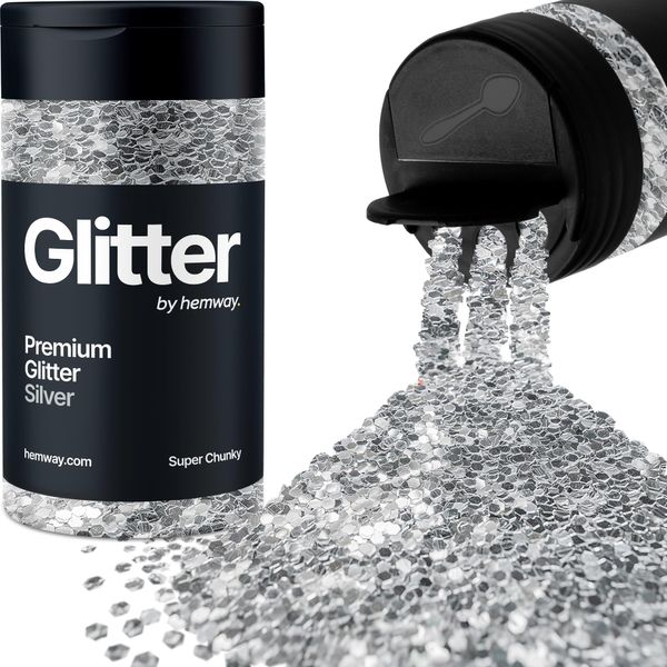 Glitter Shaker Silver Face Nail Art Tumbler Accessori per festival di Natale Resina artigianale super spessa Cosmetici 115g/4,1oz