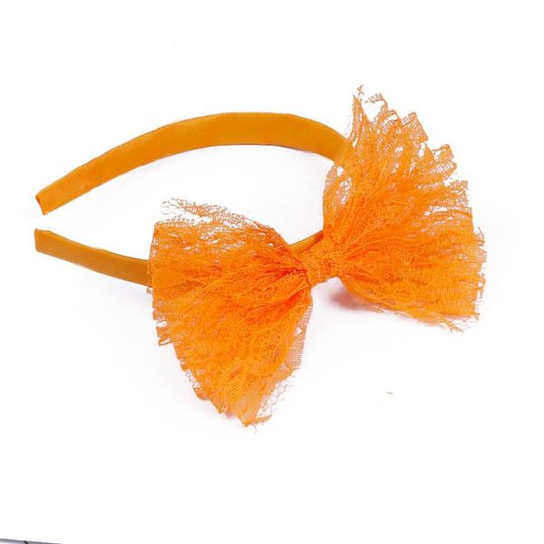 Wambere Damen Haarreif mit große Schleife,Spitzen Schleife Stirnbänder Vintage Haarband Kopfband Haarbänder Stirnband Haarschmuck Haar-Accessoires für Frauen Mädchen Tägliches Tragen,Orange