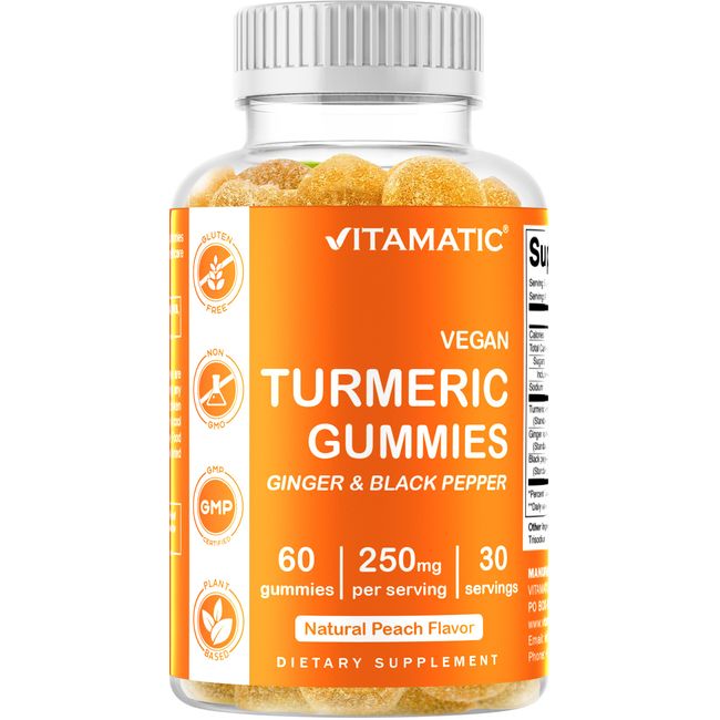 Vitamatic Turmeric Gummies Ginger & Black Pepper - 60 Vegan Gummies