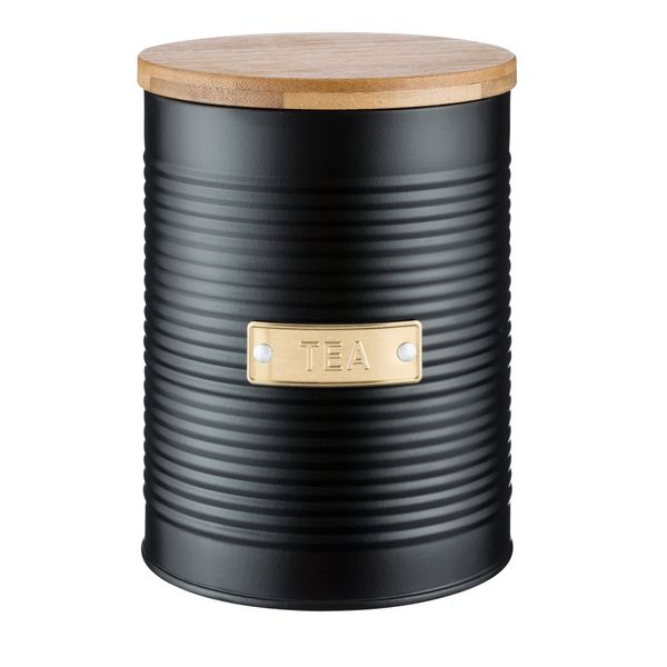 Typhoon Otto Black Tea Storage, Matte Black and Gold, 1.4 Litre