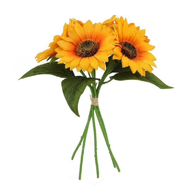 desikaky Artificial Flowers, Sunflowers, Silk Flowers, Bouquet, 5 Heads, Artificial Houseplants, Bouquet, Never Withered, No Care Required, Photo Shooting, Celebrations, Presents, Room Decoration, Artificial Flower Arts, Weddings, Birthdays, Anniversaries