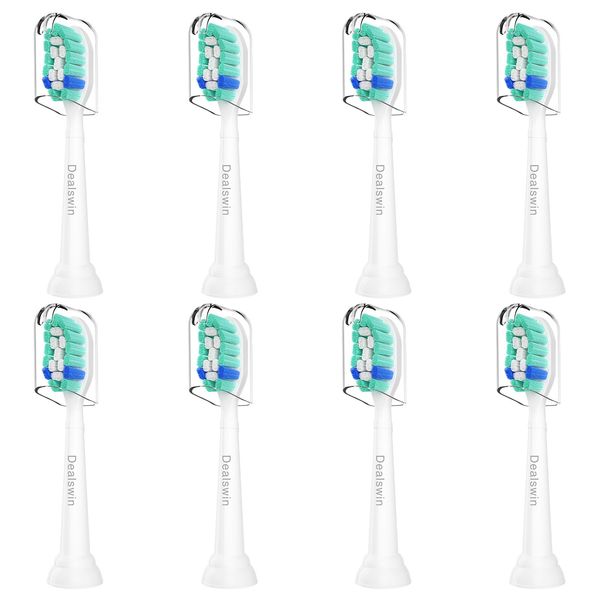 Dealswin Electric Toothbrush Replacement Brush, Compatible with Phillips Sonicare, Diamond Clean, Replacement Toothbrush, Brush Head, Plaque Removal, Regular Size, Set of 8