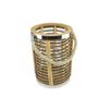 7.5" Rustic Chic Cylinderical Rattan Decorative Candle Holder Lantern with Jute Handle