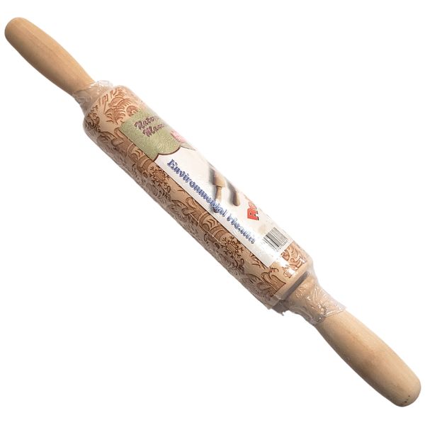 Wooden Embossing Rolling Pin Snowflake Flowers Floral Environmental Health