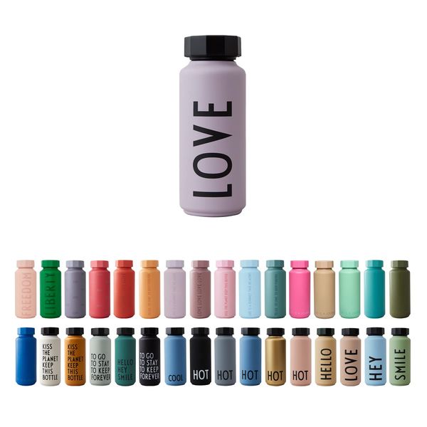 Design Letters insulated stainless steel water bottle | 500 ml | Double Walled vacuum flask for hot and cold water | Thermos flask for travel and gym | BPA and BPS-free | Lavender