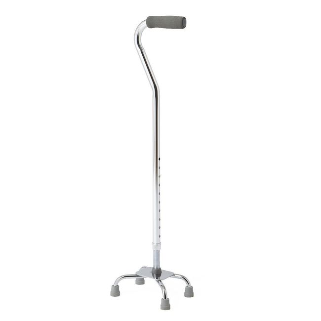 Aluminum Quad Cane, Small Base, Chrome, Each