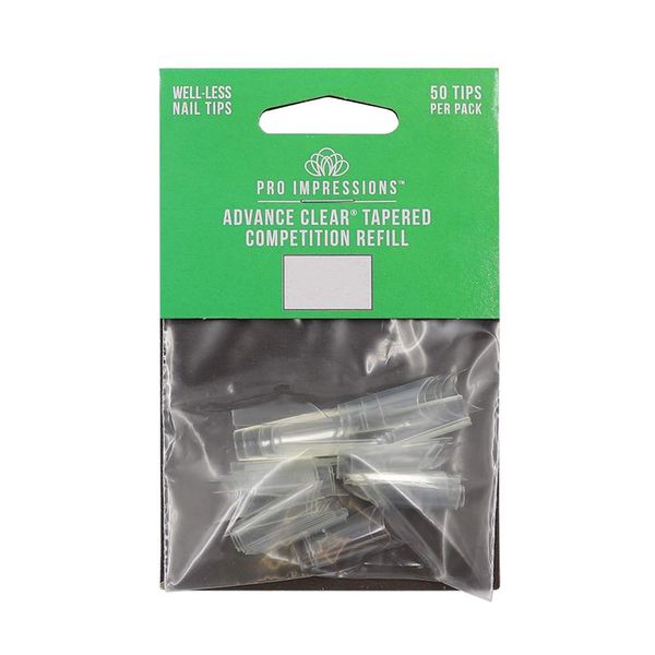 Pro Impressions Advance Clear Tapered Competition 50 Nail Tips, Size 4