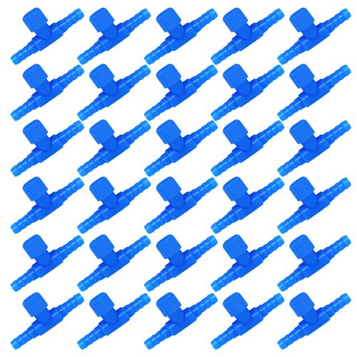 GZcaiyun Pack of 30 Aquarium Air Valves, Aquarium Air Control Valves, Plastic T-shape Aquarium Hose Connector Valve for Aquarium Air Hose, Blue