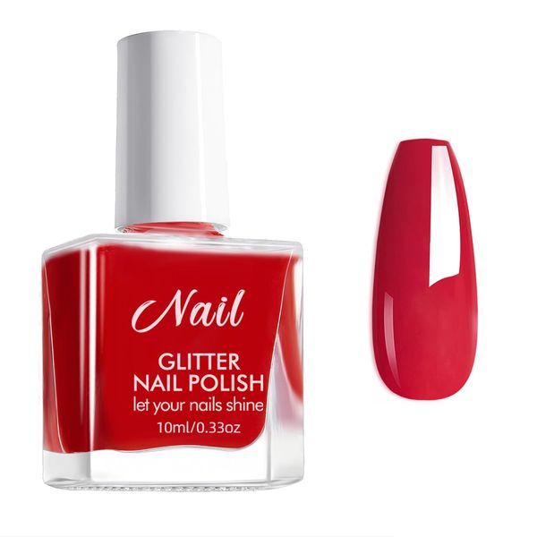 Red Nail Polish - Pure Red Nail Varnish - Water Based Formula Nail Polish - Long Lasting & Chip Resistant Breathable Quick Dry Nail Polish DIY Manicure Nail Color Paint for Women