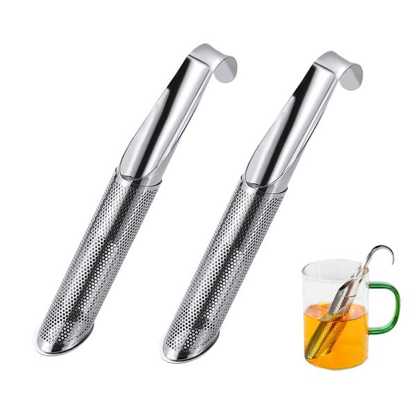 2 Pcs Tea Filters Stainless Steel Tea Diffuser Reusable Tea Infuser Long Handle Mesh Tea Strainer for Loose Tea, Spices, Rose, Perfect for Hanging on Cup