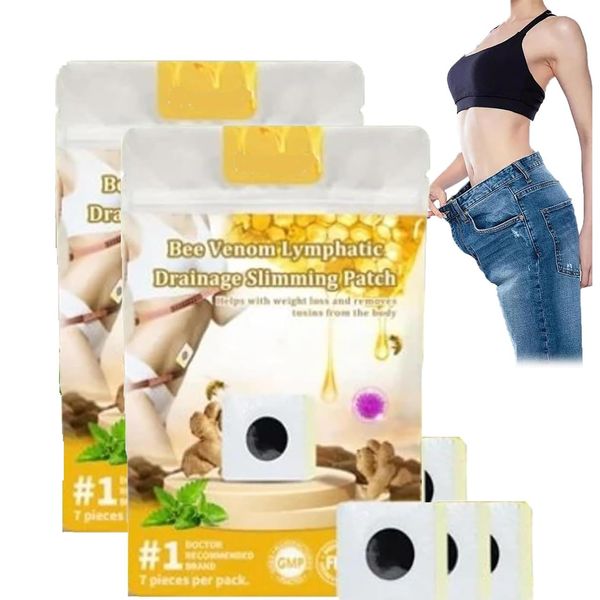 14pcs Bee Venom 𝐒𝐥𝐢𝐦𝐦𝐢𝐧𝐠 Patches, Bee Venom Lymphatic Drainage Patches, Bee Venom Patches (10pcs*2bag)